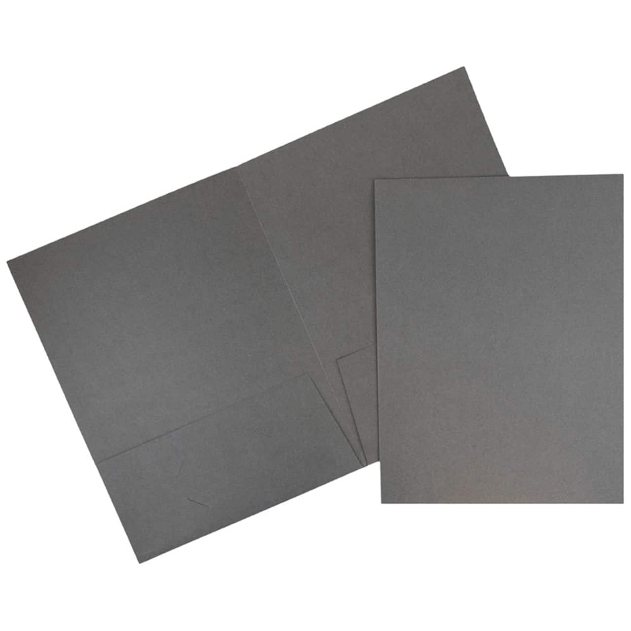 JAM Paper Gray 2-Pocket Textured Linen Business Folders, 25ct.